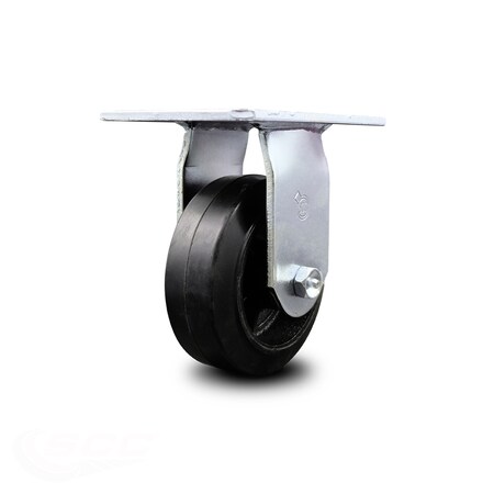 Service Caster 5 Inch Heavy Duty Top Plate Rubber on Steel Rigid Caster with Roller Bearing SCC SCC-35R520-RSR